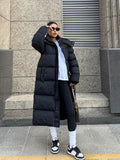 kkboxly  Long Length Hooded Parka, Casual Button Front Winter Warm Outerwear, Women's Clothing