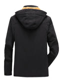 kkboxly  Men's Multi-pocket Windproof Waterproof Cargo Jacket Warm Coats Fleece Lined Military Jackets Cotton With Removable Hood