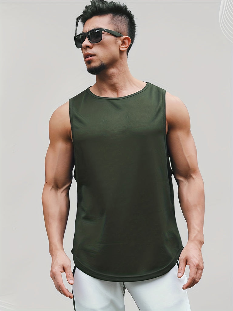 kkboxly  Men's Sleeveless Sports T-Shirt, Quick Drying Breathable Tank Top For Running Training Marathon