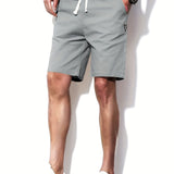 kkboxly  Men's Solid Color Shorts With Pocket For Summer, Men's Outfits