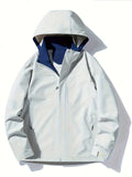 kkboxly  Men's Trendy Casual Lightweight Waterproof Windbreaker Hooded Jacket Coat Regular Fit Coat For Spring Autumn Outdoors Hiking