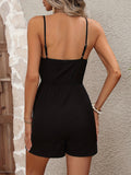kkboxly  Solid V Neck Sleeveless Cami Jumpsuit, Casual High Waist Short Jumpsuit, Women's Clothing