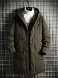 kkboxly  Men's Warm Hooded Cotton Padded Jacket, Casual Zip Up Overcoat For Fall Winter