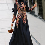 kkboxly  Vintage Floral Print Dress, Long Sleeve Maxi Dress For Spring & Fall, Women's Clothing