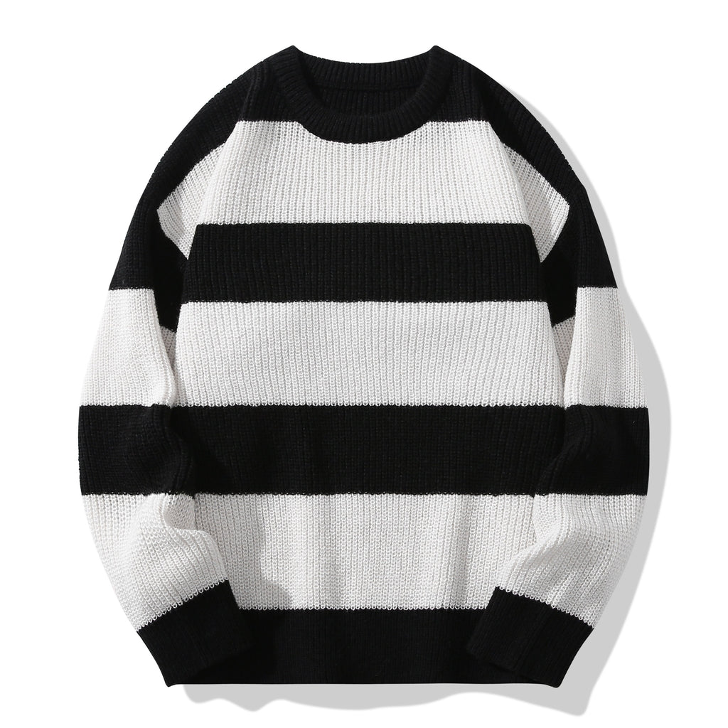 kkboxly  Trendy Men's Color Block Knitted Sweater - Warm and Comfortable Loose Pullover for Stylish Men