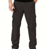 dunnmall  kkboxly  Trendy Solid Cargo Pants, Men's Multi Flap Pocket Trousers, Loose Casual Outdoor Pants, Men's Work Pants Outdoors Streetwear