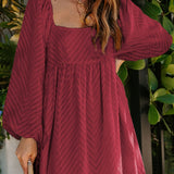 kkboxly  Square Neck Puff Sleeve Dress, Casual Every Day Dress For Spring & Summer, Women's Clothing