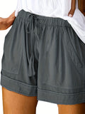 kkboxly  Drawstring Elastic Waist Shorts, Casual Comfortable Shorts With Pockets For Summer, Women's Clothing
