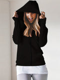 kkboxly   Elegant Solid Zip Up Hoodie With Pocket, Casual Every Day Sweatshirt For Fall & Winter, Women's Clothing