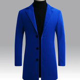 kkboxly  Classic Design Trench Coat, Men's Semi-formal Button Up Lapel Overcoat For Fall Winter Business