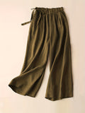 kkboxly  Solid Elastic Waist Pants, Casual Wide Leg Simple Summer Pants, Women's Clothing