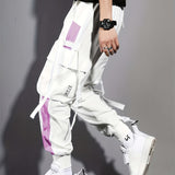 kkboxly kkboxly  Multi-pocket Ribbon Design, Men's Color Block Cargo, Trendy Comfy Jogger Pants