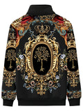 kkboxly  Men's Spring And Autumn Jacket Vintage Luxury Print Casual Zip Up Jacket Best Sellers Best Sellers