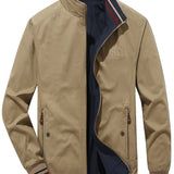 kkboxly  Men's Casual Reversible Zipper Pocket Jacket, Chic Comfy Cotton Stand Collar Jacket