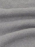 kkboxly  Solid V Neck Button Ruffle Hem Pullover Sweater, Casual Long Sleeve Sweater For Fall & Winter, Women's Clothing