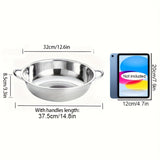 kkboxly Versatile Stainless Steel Pot for Hot Pot & Noodles - Dual Handle, Induction & Gas Stove Compatible, Perfect for Home or Restaurant Kitchens