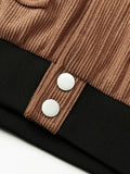 kkboxly  Men's Vintage Long Sleeves Stand Collar Color Block Button Jackets For Spring & Fall