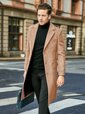 kkboxly  Men's Elegant Single Breasted Trench Coat, Casual Lapel Warm Overcoat For Fall Winter Business Leisure Activities
