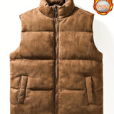 Men's Winter Vest, Lightweight Sleeveless Thermal Zip Up Tops For Men's Winter Outdoor