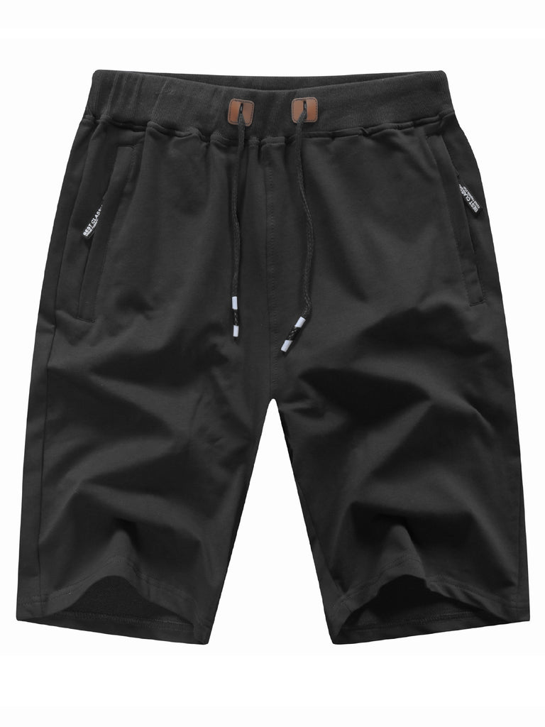 kkboxly  Men's Shorts Casual Classic Fit Stylish Drawstring Elastic Waist Summer Beach Shorts With Zipper Pockets Workout Sport Shorts
