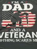 Comfy Father's Day T-Shirt with Dad & Veteran Pattern Print - Perfect Summer Clothing for Men
