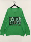 kkboxly  Men's Film Style Characters Graphic Print Sweater, Spring/autumn Fashion Knit Pullover Hip Hop Sweater For Big & Tall Males, Plus Size