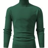 kkboxly  All Match Knitted Thermal Solid Sweater, Men's Casual Warm High Stretch Stand Collar Pullover Sweater For Fall Winter