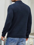 kkboxly  Men's Cable Knit Button Retro  Long Sleeve Pullover Sweater