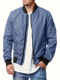 kkboxly  Men's Casual Pocket Bomber Zipper Jacket Large Size Coats