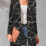 kkboxly  Floral Print Lightweight Jacket, Casual Open Front Long Sleeve Outerwear For Spring & Fall, Women's Clothing