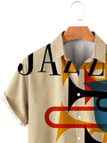 2025 kkboxly  Trendy Plus Size Men's Music Instrument Shirt - Loose Fit Button Down Top for Summer