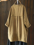 Solid Pocket Button Blouse, Casual Long Sleeve Blouse For Spring & Fall, Women's Clothing