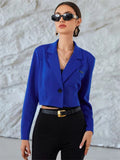 kkboxly  Casual Solid Fashion Crop Blazer, Long Sleeve Lapel Loose Crop Coat, Women's Clothing
