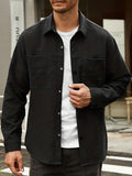 Solid Color Jackets For Men Dual Pockets Snap Button Up Lapel Stylish Coat Jackets For Men