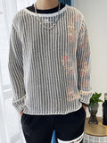 kkboxly  Men's Solid Open Knit Top