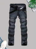 Men's Trendy Jeans Distressed Punk Men's Denim Pants Slim Streetwear Hiphop Jeans