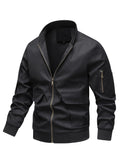 kkboxly  Men's Multi Pocket Bomber Jacket, Casual Chic Baseball Collar Cargo Jacket For Outdoor Activities