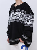 kkboxly  Men's Jacquard Polo Collar Sweater For Spring & Autumn, Knit Pullover Sweater, Plus Size