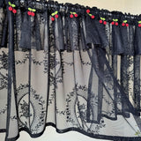 kkboxly 1pc Vintage-Inspired Short Valance Curtains - Rod Pocket Top Voile Half Curtains for Kitchen Windows, Pastoral Cherry Living Room Home Decor with Sheer Embroidery Lace and Classic Design