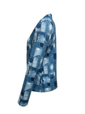 kkboxly  Patchwork Print Tops, Casual Open Front Long Sleeve Outerwear, Women's Clothing