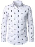 2025 kkboxly  Men's Fashion Anchor Graphic Print Shirt For Spring/autumn, Oversized Long Sleeve Shirt For Males, Men's Clothing, Plus Size