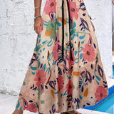 kkboxly  Polka Dot Pleated Skirts, Vintage High Waist Summer Maxi Skirts, Women's Clothing