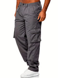 Classic Design Multi Flap Pockets Cargo Pants, Men's Loose Fit Cargo Pants，For Skateboarding, Street, Outdoor Camping