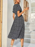 Kkboxly  Ditsy Floral Print Vacation Dress, Short Sleeve V Neck Casual Dress For Summer & Spring, Women's Clothing