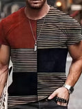 kkboxly  Stylish Color Block 3D Digital Pattern Print Men's Graphic T-shirt, Causal Comfy Tees, Short Sleeve Pullover Tops, Men's Summer Outdoor Clothing