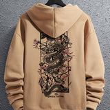 kkboxly  Dragon Print, Men's Casual Hoodie, Drawstring Pocket Hoodie