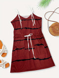 Kkboxly  Color Block Cami Dress, Drawstring Waist Sleeveless Dress For Summer & Spring, Women's Clothing