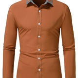 kkboxly  Men's Button Down Plaid Collar  Long Sleeve Shirt, Business Casual Dress Shirts