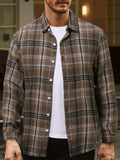 kkboxly  Plus Size Men's Plaid Shirt Oversized Long Sleeve Shirt For Fall Winter, Men's Clothing