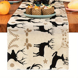 1pc Festive Christmas Linen Table Runner - Table Runners for Holiday Decor, Kitchen Dining Room Scene Decoration, Party Supplies, Gift Ideas, and Atmosphere Decoration